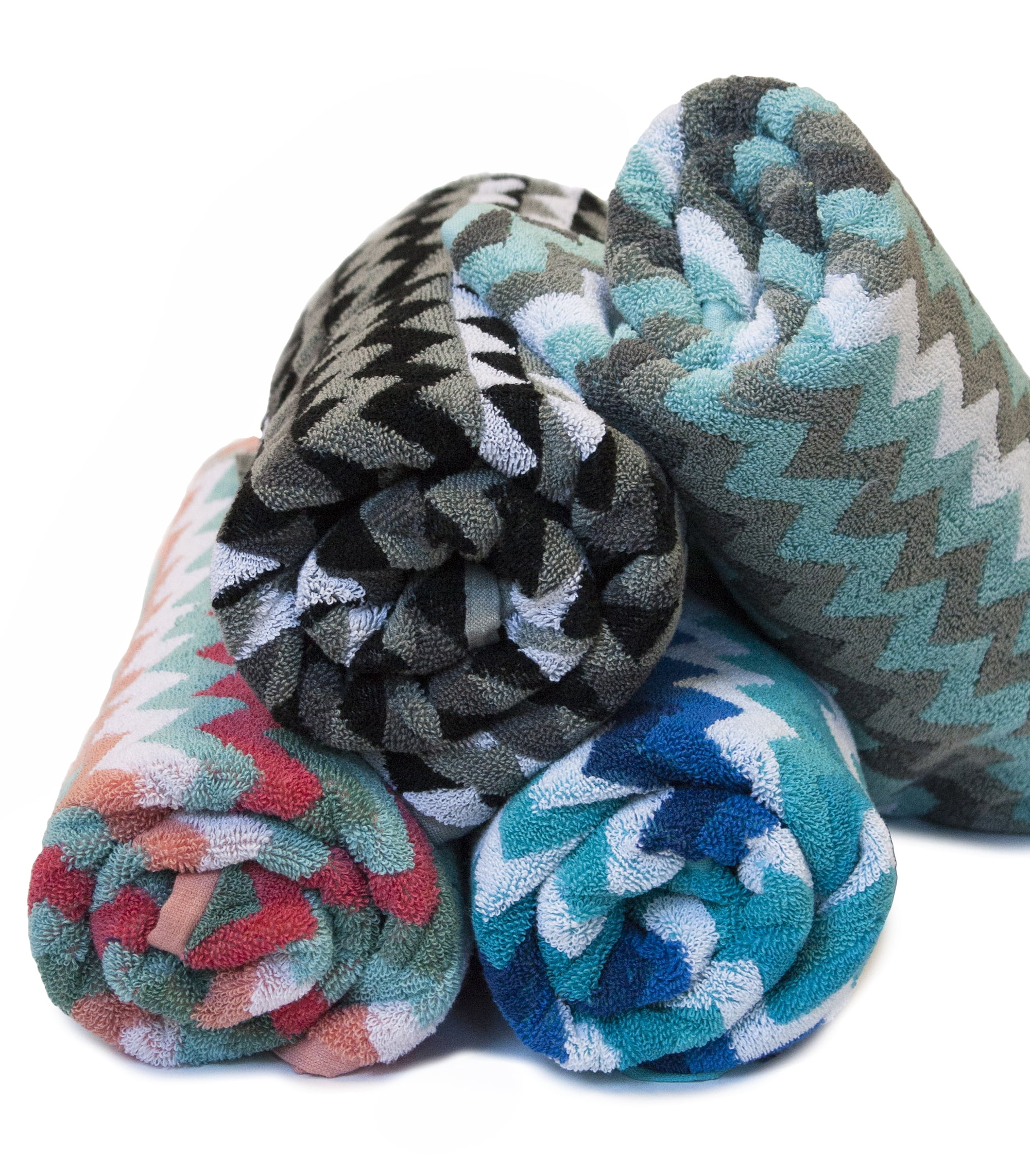 Zig Zag 6-Piece 100% Cotton Bath Towel Set, Coral