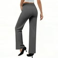 thumbnail image 6 of Women's Work Dress Pants Wide Leg Business Casual Slacks Stretchy Pull on High Waisted Office Trousers with Pockets, 6 of 9