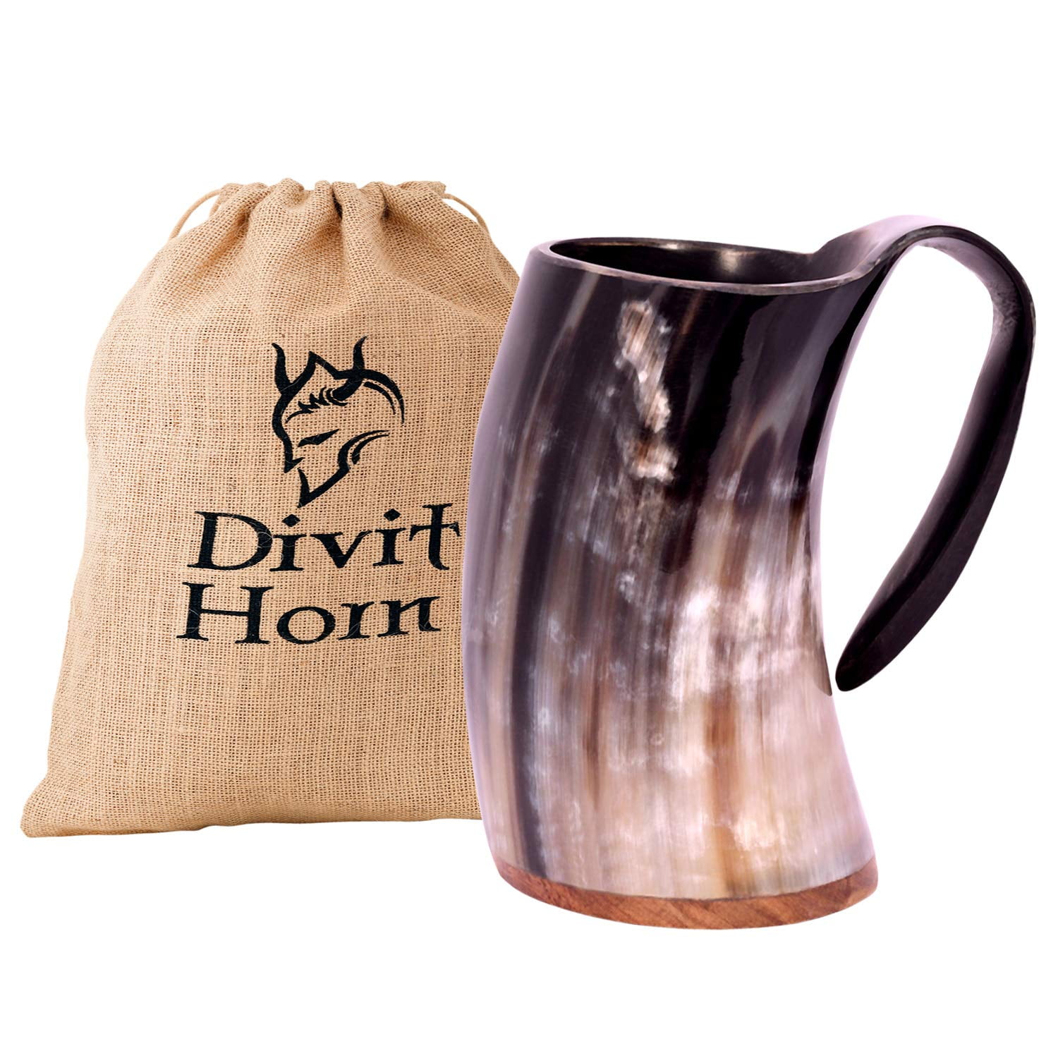 Viking-Drinking-Horn Mug With Brass Liner For Beer Wine Mead Ale Gift 