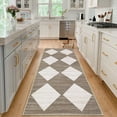thumbnail image 2 of Hasoo Runner Rugs for Hallway 2x6 Geometric Rugs Modern Trellis Carpet for Bedside, White Brown, 2 of 6