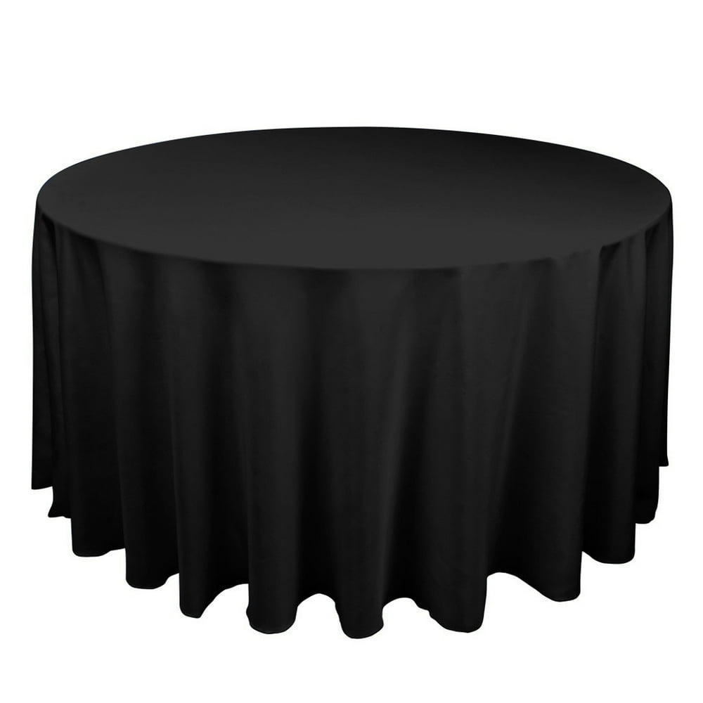 Gowinex Black 132" Round Polyester Tablecloth Table Cover
