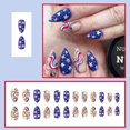thumbnail image 2 of DHARMONAL Almond Nail Piece Pure Desire Independence Day Frosted Lines Blue And Red False Nail Tips Color Chart False Nails Designed Gel Tips Stuff to Do Acrylic Nails Nail Tips Coffin Shape Medium, 2 of 6