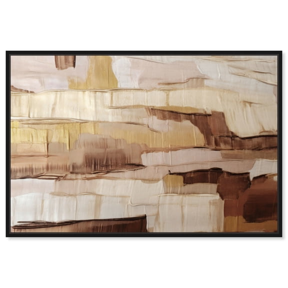 Afrique Boho Abstract Warm Color Canvas Wall Art by Art Remedy, Black Floater Frame, 15"x10"