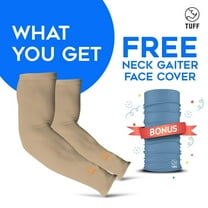 TUFF Arm Sleeves for Men Women -Tattoo Cover up Sleeves to Cover Arms, Sun Protection - Perfect for Cycling Golf Running Driving (Beige)