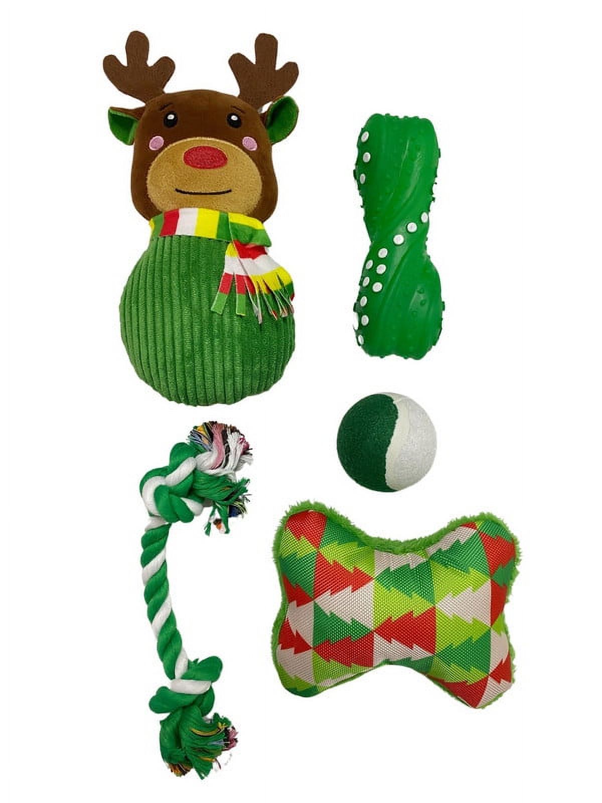 Vibrant Life Holiday 5 Piece Dog Toy Stocking Gift Set, Green