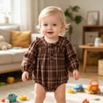 thumbnail image 2 of Gerichy Baby Girl Plaid Shirt Romper Flannel Long Sleeve Tops 0 3 6 9 12 18 Months Infant Button Down Fall Clothes, 2 of 7