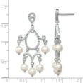 thumbnail image 2 of Beautiful Sterling Silver Rhodium 5-6mm White FWC Pearl Post Dangle Earrings, 2 of 2