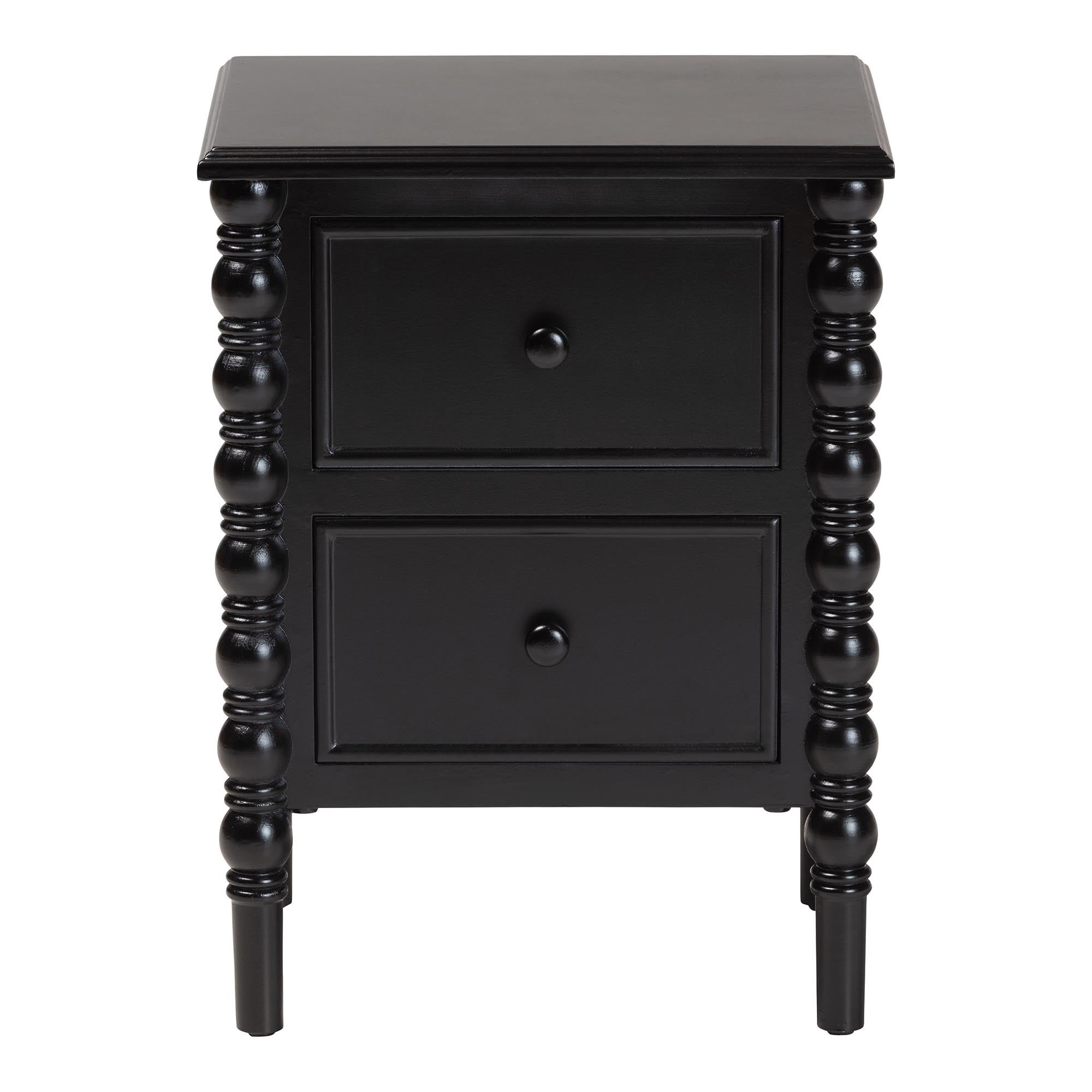 Baxton Studio Malinda Classic End Table, 2-Drawer, Black