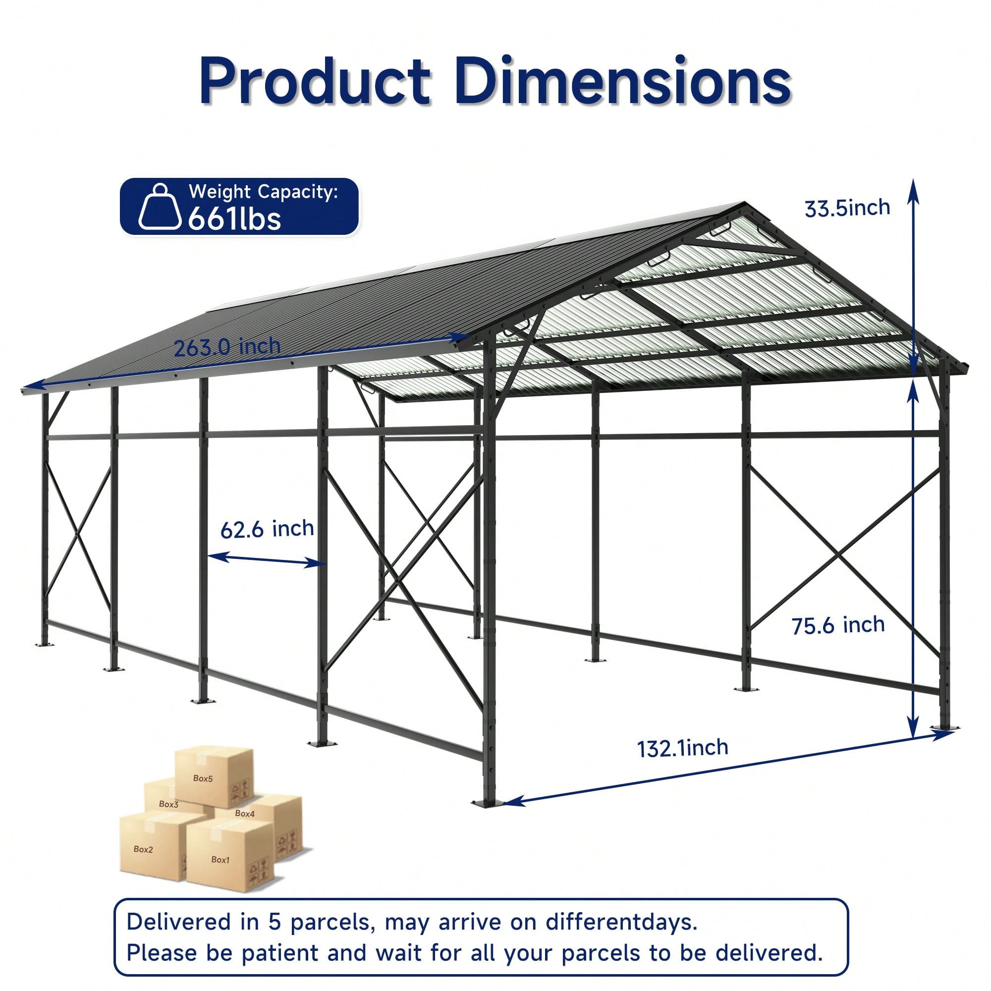 ROOMARK 22*9FT Carports,Heavy Duty Carport Canopy with Removable Sidewalls, Drive Through Portable Garage