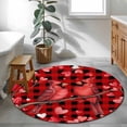 thumbnail image 3 of Round Area Rug 3.3 Ft, Valentine's Day Birds Washable Non-Slip Circle Carpet for Living Room/Bedroom, Love Branches Red Black Buffalo Plaid Low-Profile Small Kitchen Mats Collection Rugs for Indoor, 3 of 8