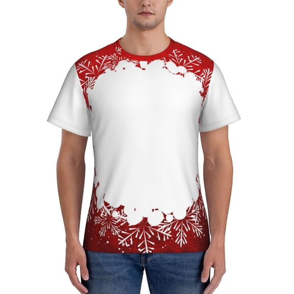 Vsdgher Winter Christmas Snowflake Print Men's Dry Fit Mesh Athletic Shirts Moisture Wicking Tennis T-Shirt Tops