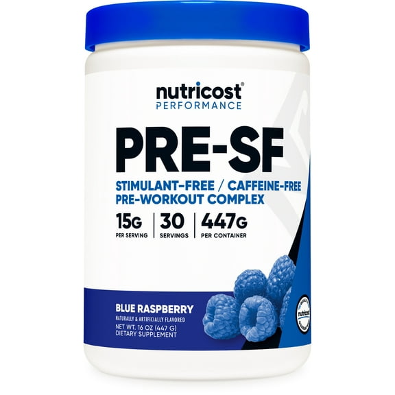 Nutricost Stim-Free Pre-Workout Powder Supplement, 30 Servings (Blue Raspberry)