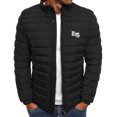 thumbnail image 2 of Winter Warm Jackets for Mens Fashion Plus Size Letter Printed Long Sleeved Zipper Pocket Hooded Stand Collar Casual Cotton Jacket Black Deal on Clearance!, 2 of 4