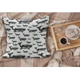 thumbnail image 2 of Whale Fluffy Throw Pillow Cushion Cover, Hand Drawn Striped Blur Swimming Schoal of Huge Whales Work of Art, Decorative Square Accent Pillow Case, 36" x 36", Black and White, by Ambesonne, 2 of 5