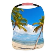 PKQWTM Palm trees Beach Key West blue sky ocean water Florida Nursing Cover Baby Breastfeeding Infant Feeding Cover Baby Car Seat Cover