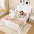 thumbnail image 2 of Frostbloom Queen Size Boucle Upholstered Platform Bed Frame with Wingback Headboard, White, 2 of 10