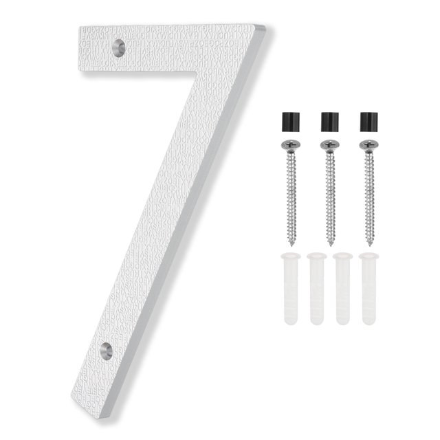 8 Inch House Numbers, House Address Numbers Sign Large Floating House Numbers Modern House Numbers with Screws for Outside Door Wall Street, Silver, 7