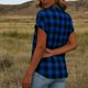 thumbnail image 4 of Blusas para las Mujeres Casual Verano Botón Sólido Cuello en V Suelto Camiseta Blusa Tela Suave Transpirable para la Oficina Casual Uso Diario Camisa de Denim Vestido Mujeres, 4 of 8