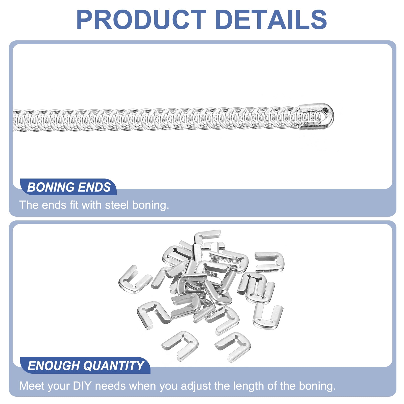 Unique Bargains Spiral Boning Tips Corset Boning Tips Covers End Cap Silver 12 cm