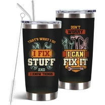 Gifts for Men, 20 Oz I Fix Stuff Tumbler with Brush & Straw, Birthday Gifts for Men, I Fix Stuff and I Know Things Cup, Dad Birthday Gift, Fix Stuff Tumbler, Mens Birthday Gift Ideas
