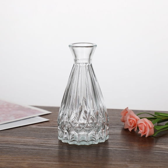 YYV Gifts Clear Glass Bud Vase Small Decorative Floral Vase Table Centerpiece for Living Room Bedroom Office Minimalist Transparent Cylinder Flower Arrangement Home Decor