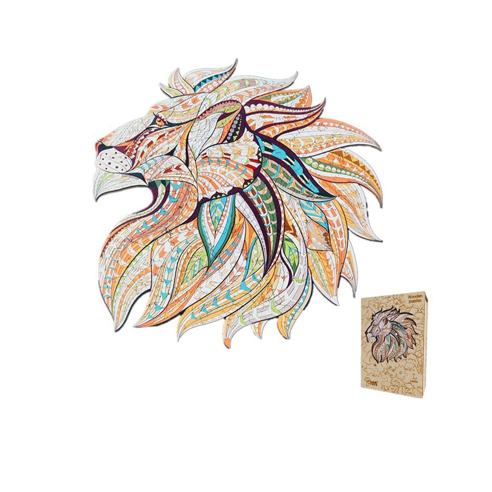 Gifts!! Wooden Jigsaw Puzzles "Mysterious Lion" Wooden Puzzles Animals 