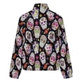 thumbnail image 6 of Jackets for Women Winter Coat Jackets Flannel Stand Collar Jacket(Sugar Skull Roses Designs,Size:S-4XL), 6 of 7