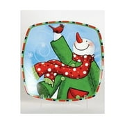 Lynn Roberts 12" Snow Drift Multi-Color Snowman Square Porcelain Christmas Dining Plate