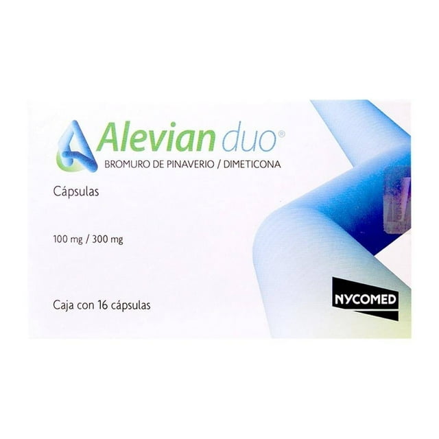 Alevian duo Bromuro de Pinaverio 100 mg, Dimeticona 300 mg 16 cápsulas