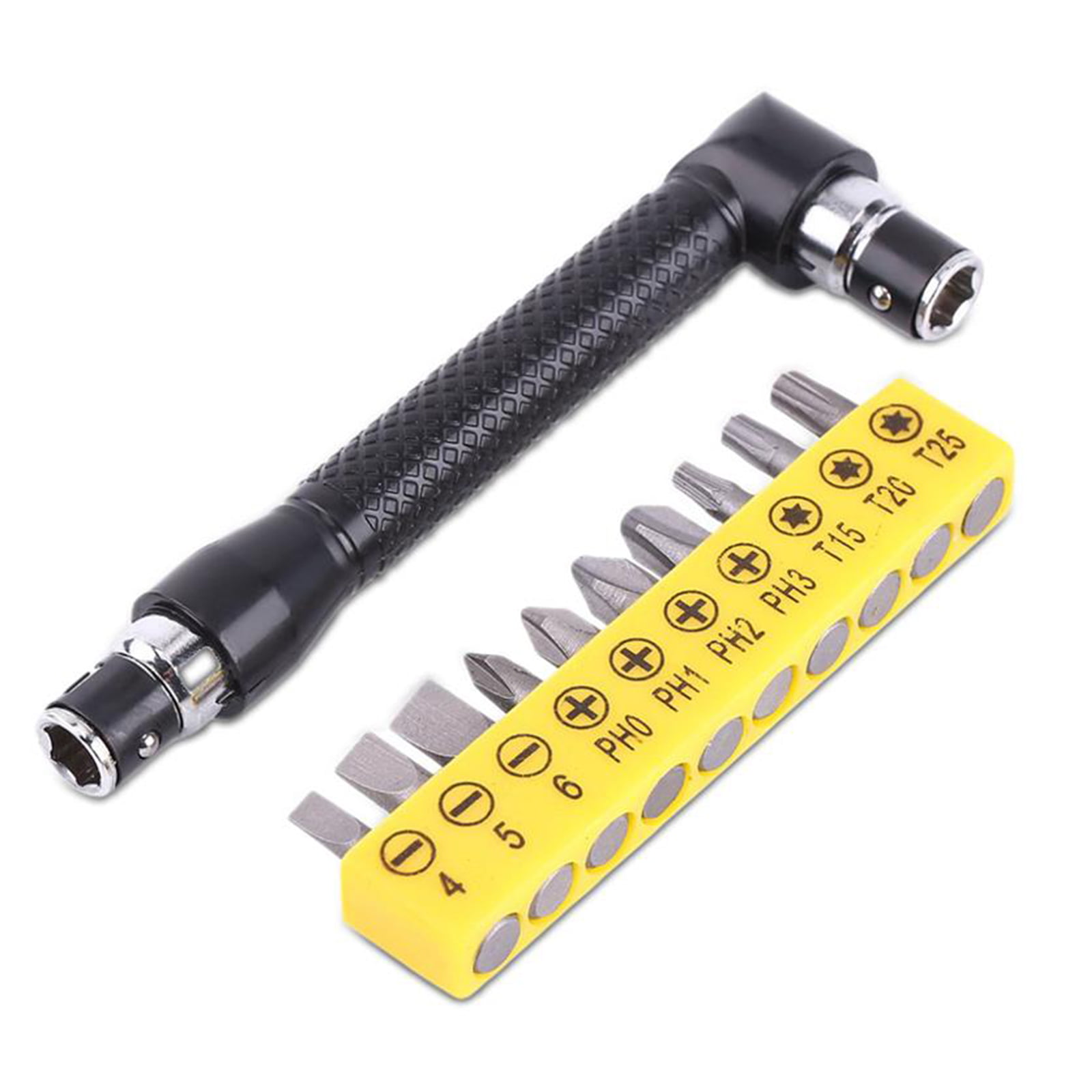 Lorsoul Steel Double-Headed L-Shaped Hex Socket Wrench Set 10 Bits Slotted Screwdriver Hand Tool Kit 