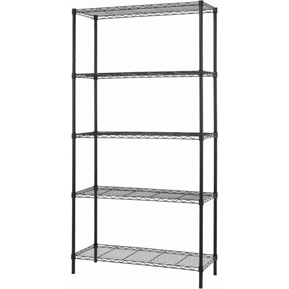 FDW 5 Shelf Wire Shelving Unit Garage NSF Wire Shelf Adjustable Utility Commercial Grade Steel Layer Shelf Rack Organizer 1250 LBS Capacity -14x36x72,Black