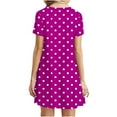 thumbnail image 6 of Women's Dresses Under $10 Summer Casual Printed Short Sleeve Round Neck Polka Dot Mini Dress, 6 of 6