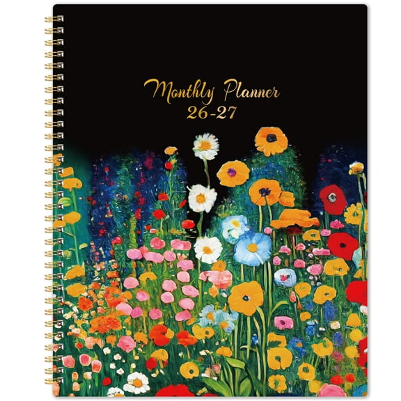 Monthly planner 2026 2027, 2 year planner with tabs, 8.5 x 11 inches, spacious layout, back pocket, ideal for work and study, multicolor