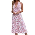 thumbnail image 2 of Lilgiuy Fashion Women Summer Comfortable Halter Neck Casual Bandage Print Backless Long Dress Shopping Party Going Out Dress, 2 of 4