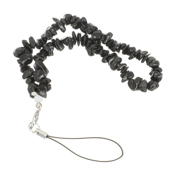 Wrist Strap for Phone Case Natural Cell Phone Lanyard Bead Design 21x1cm Black