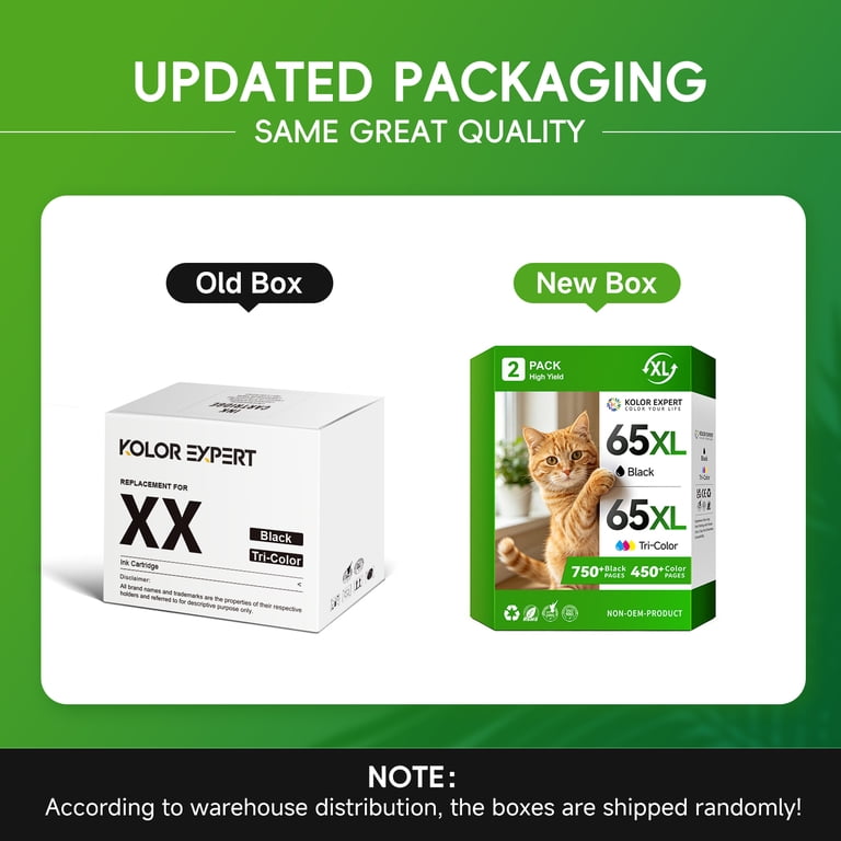 Kolor Expert 65XL Ink Cartridges for HP Deskjet, Envy, and AMP