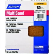 Norton 68109 Multisand Multisand 076607 Sanding Sheet, 11 Inch 9 Inch Coarse, 80 Grit, Aluminum Oxide Abrasive