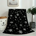 thumbnail image 2 of LanSuare Snowflake Christmas Throw Blanket, 27x39Inch Polyester Fiber Soft Warm Lightweight Black Blanket, for Couch, Sofa, Movie Night, Gift Idea for Family, 2 of 6