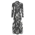 thumbnail image 5 of Elegant Monochrome Floral Pattern Shirt Dress Long Sleeve Street Fashion V Neck Oversized Casual Dress Women Evening Dress, 5 of 7