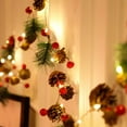 thumbnail image 4 of 6.5ft Christmas Pine Cone String Garland with LED Lights Red Berry Jingle Bell Xmas Tree Party Wedding New Year Holiday Decoration, 4 of 6