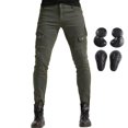 thumbnail image 1 of Men Motorcycle Riding Jeans Protective Pants Knight Hockey Biker Armor Pants (S=28, Army Green), 1 of 4