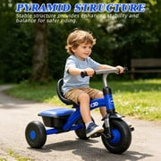 XJD 5 in 1 Toddler Bike – Durable Kids Ride-On Tricycle with Pedals, Comfortable Seat & Backrest, Storage Compartment, Safe Beginner Trike for Ages 1-4, Blue