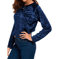 thumbnail image 3 of Anyshow Women's Vintage Velvet T-Shirt Casual Long Sleeve Crew Neck Pullover Trendy Tops, 3 of 4