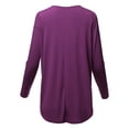 thumbnail image 3 of A2Y Women's Premium Solid Long Sleeve Dolphin Hem Shell Button Henley Top Shirt Dark Plum M, 3 of 6