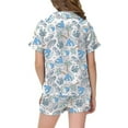 thumbnail image 3 of Satin Pajama Set for Girls Comfortable Short Sleeve Sleepwear and Shorts with Classic Button Down Design, 3 of 3