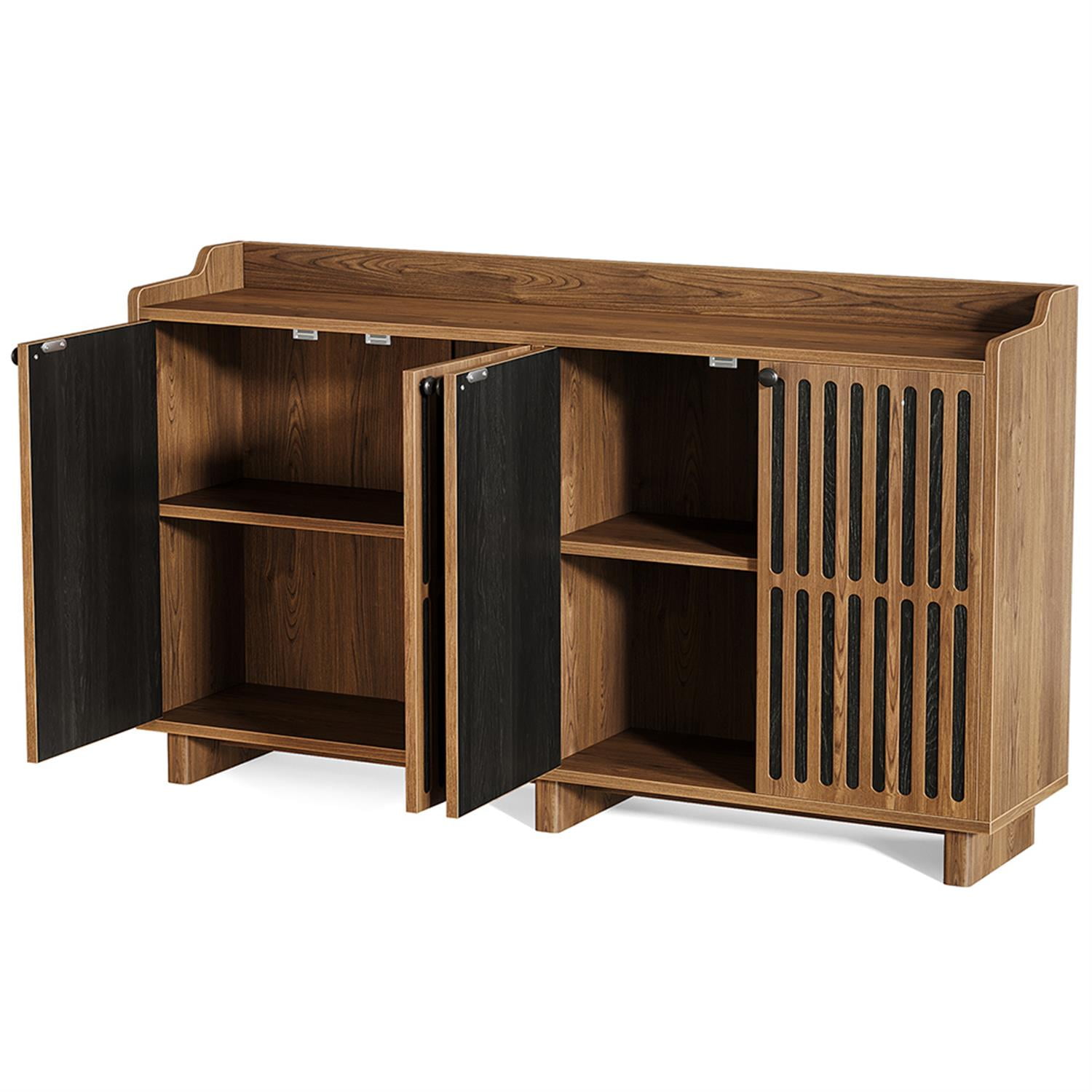 Demi Bonn 55" Sideboard Buffet Storage Cabinet with Adjustable Shelves, Farmhouse Credenza Accent Cabinet for Kitchen Entryway Living Dining Room, Brown