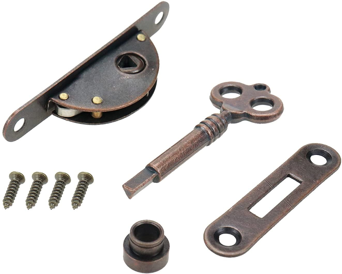 Angoily 2-Pack Vintage Cabinet Locks - Flush Mount Antique Iron Locks For Jewelry Box, Furniture