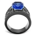 thumbnail image 3 of Womens Black Ring Anillo Para Mujer 316L Stainless Steel Ring with Top Grade Crystal in Sapphire Amadi, 3 of 4