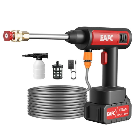 60Bar Portable Car Washer Electric Cordless Pressure Spray Water Gun Cleaner Washer Gun Water Hose Cleaning With Battery for Car, Fence, Floor, Patio Cleaning and Watering