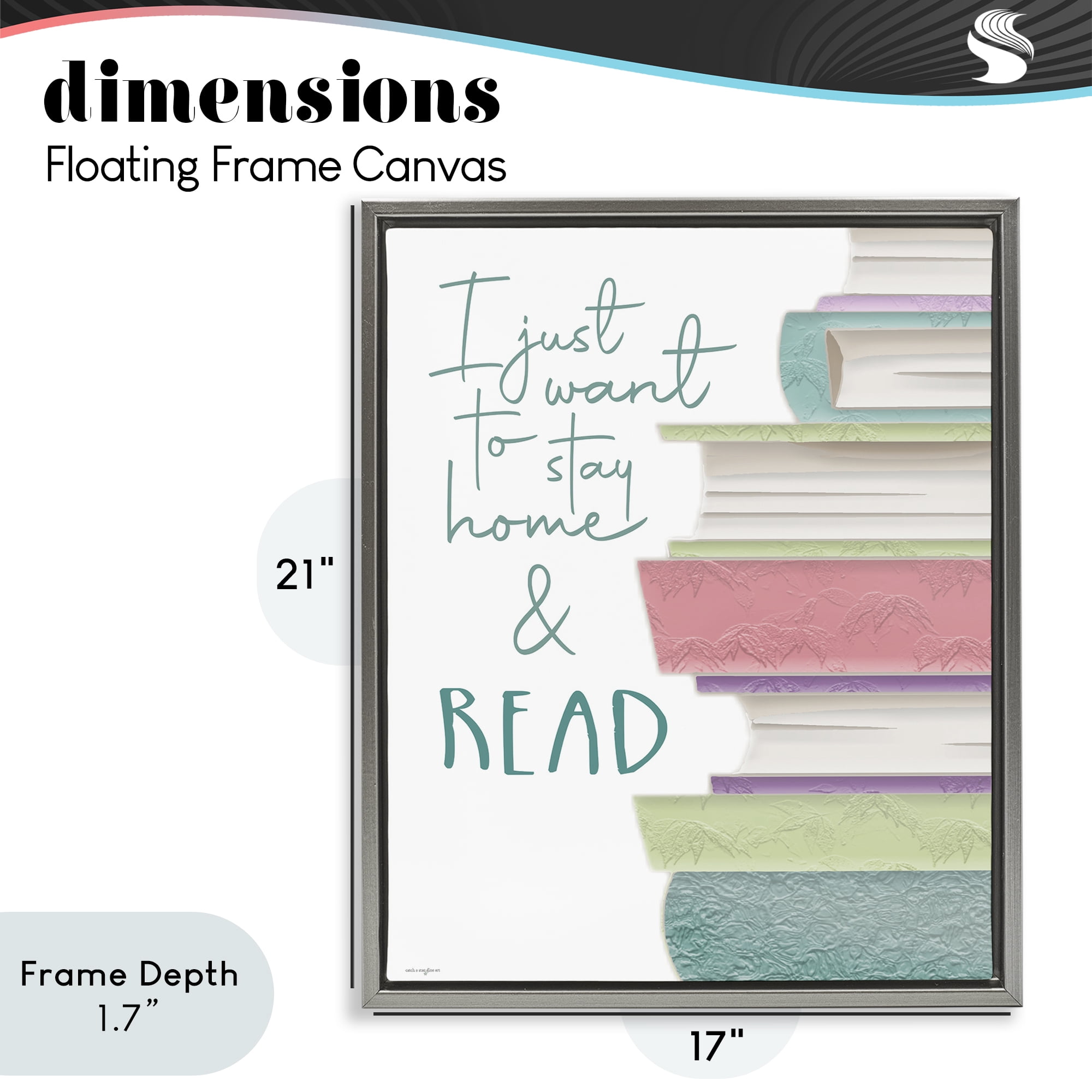 Stupell Industries Stay Home & Read Gray Framed Floater Canvas Wall Art, design by Seven Trees Design